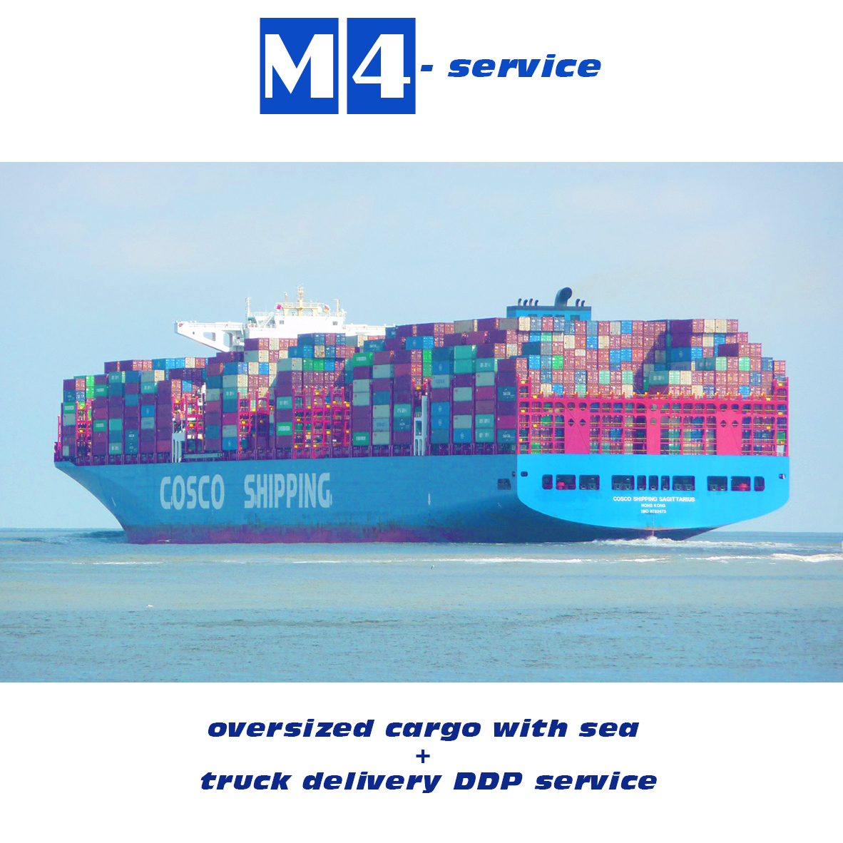 M4 channel for oversized cargo with sea + truck delivery DDP service